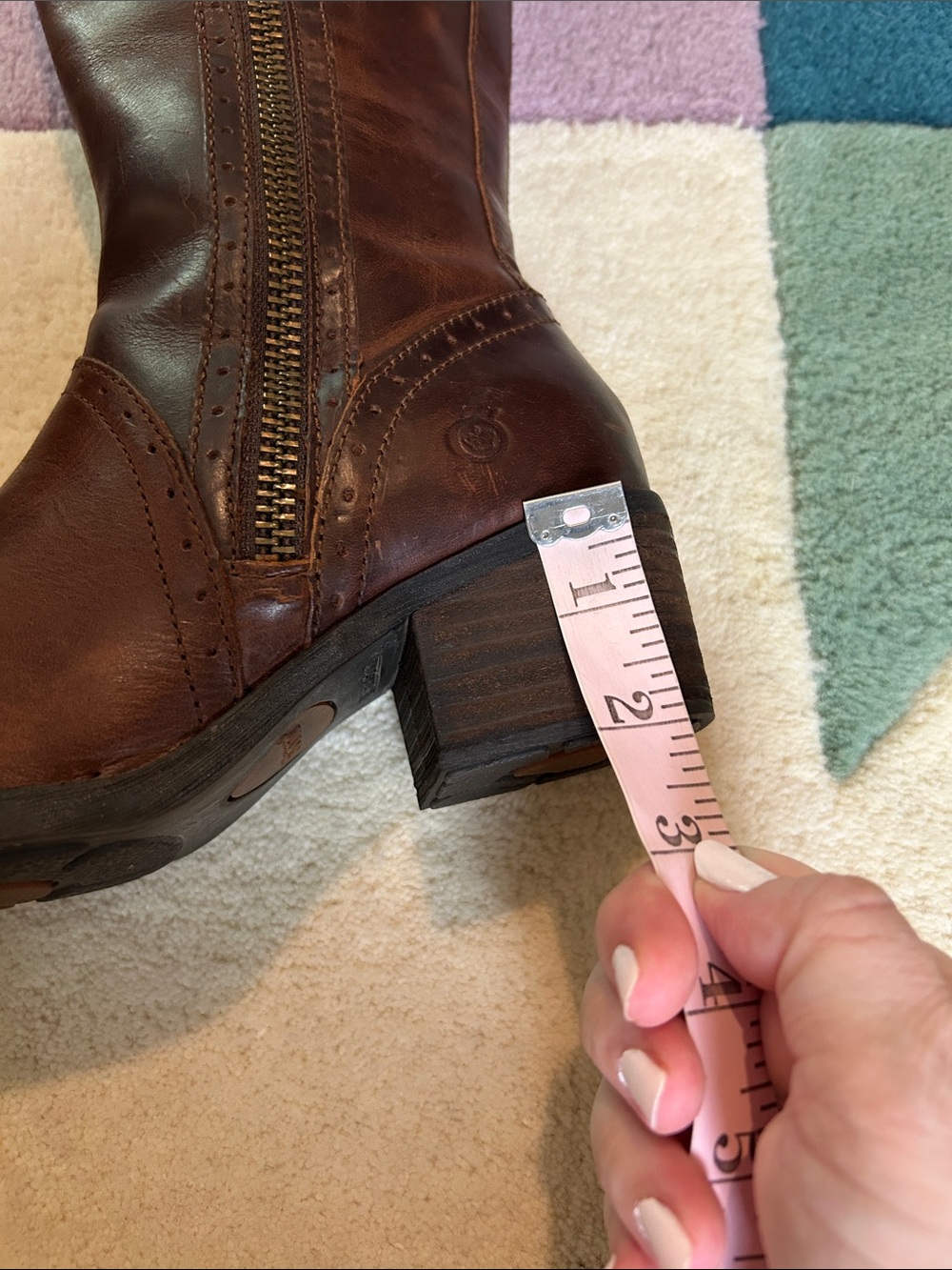 Born Poly Classic Brown Leather Knee-High Women's Riding Boots Double Zip Size 6 - Picture 16 of 17